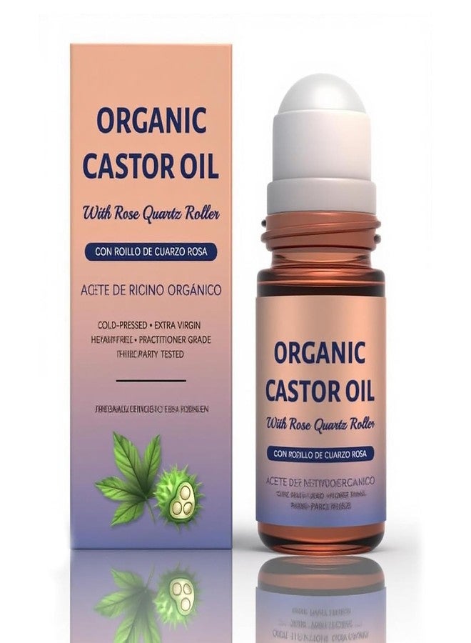 Aiwejay Organic Castor Oil Roll-On with Rose Quartz, 100% Pure Cold-Pressed & Unrefined, Hexane-Free, For skin, Eyebrows and Eyelashes, 50mL (1.7oz) - Image 1
